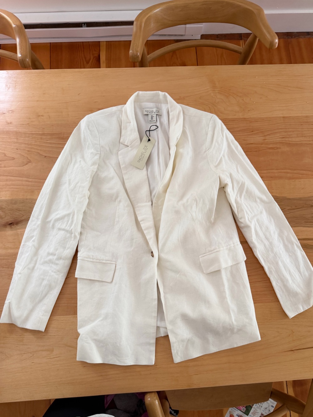 Rachel Zoe Off-White Lightweight Linen Blazer